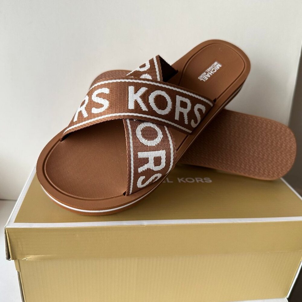 NIB Michael Kors Brown Suzi Slide Sandals Size 6, 7, 8, 9,10 & 11 - Picture 5 of 7